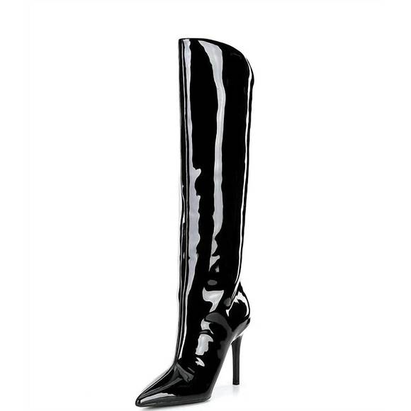 NEW STEVE MADDEN sarina knee high boot in black patent - Picture 3 of 3